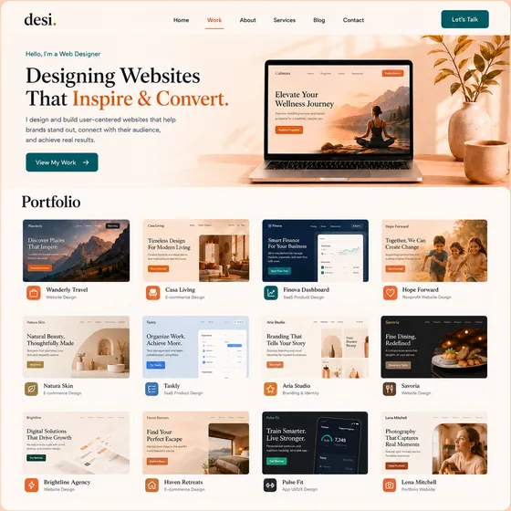 desi. designer portfolio website design.